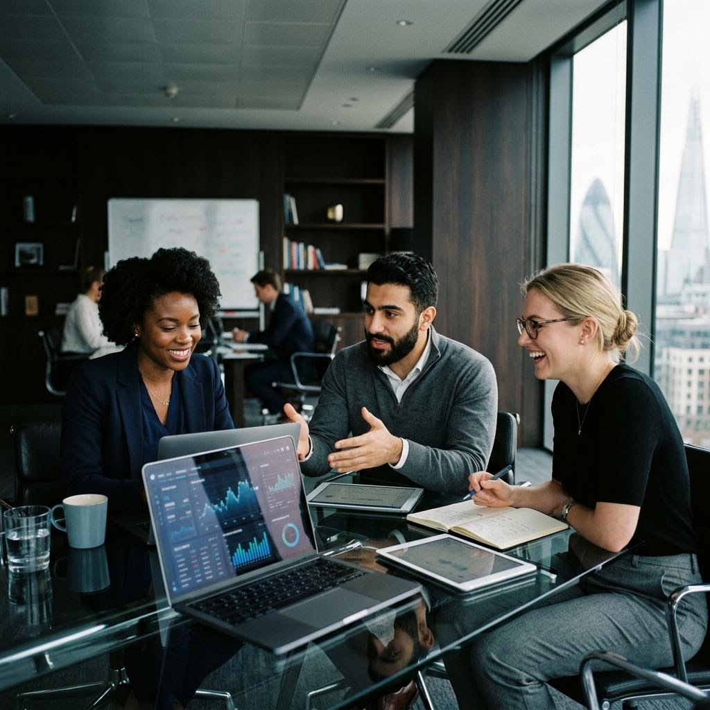 Équipe d'analystes Porexis Vayrion travaillant ensemble